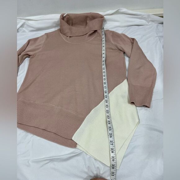 NWOT Calvin Klein cowl neck asymmetrical oversized sweater earth tones s… - Picture 7 of 8